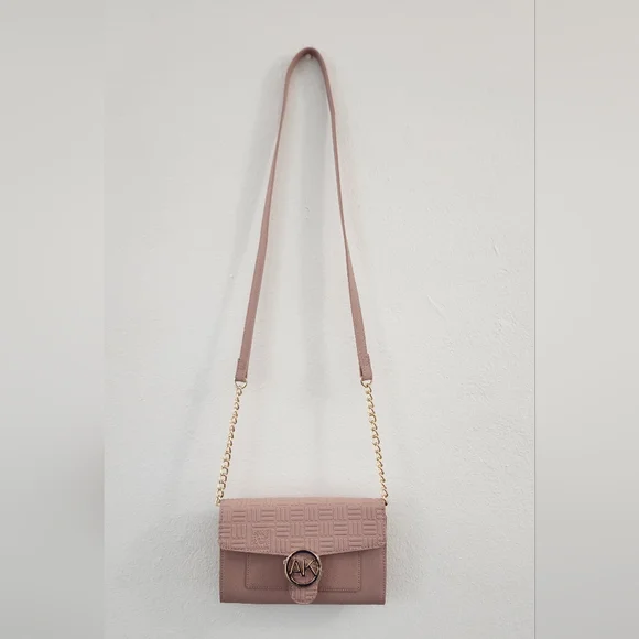 Crossbody Anne Klein Logo Wallet On A Chain Rose Bag - Picture 3 of 16